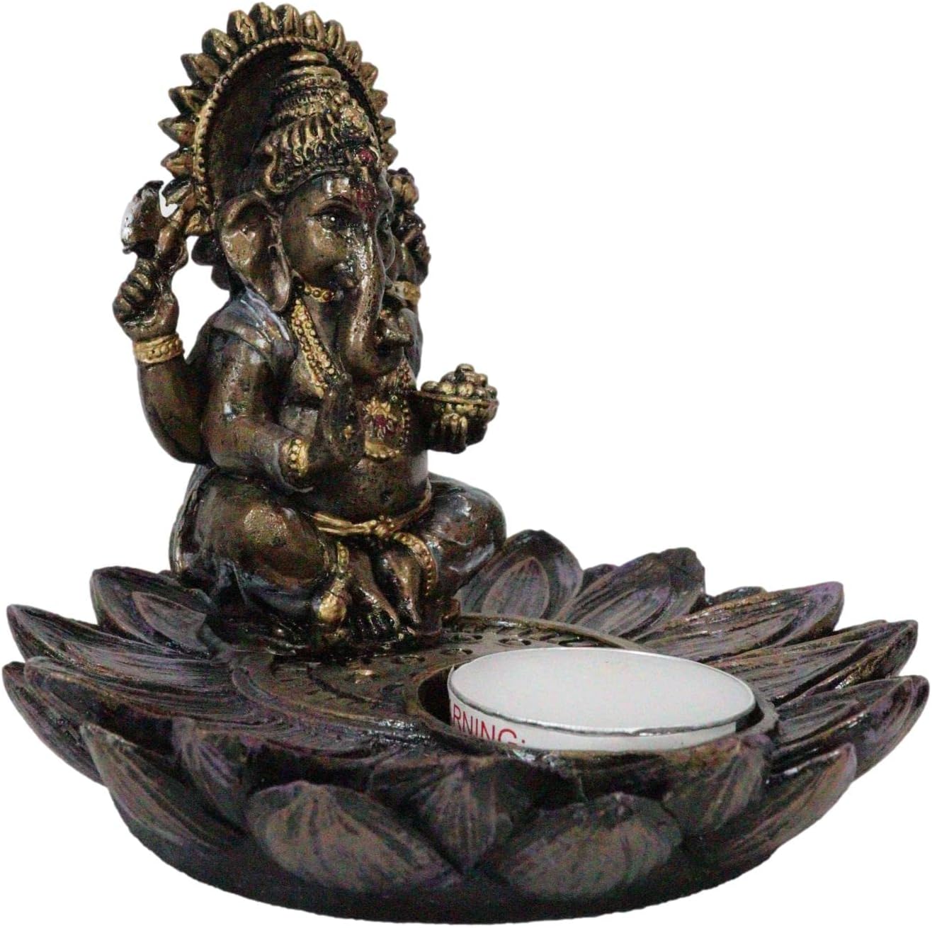 Hindu Deity Series: Ganesha (The Elephant God) — Lotus-Base Candle Holder Ornament — Ideal for Shrine & Altar Worship - Image 2