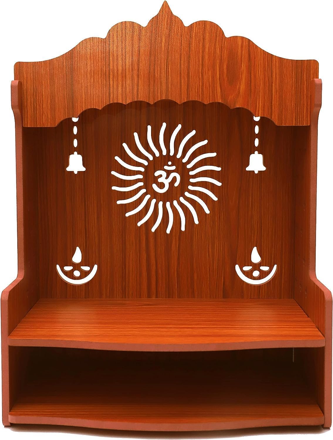 Aesthetic Wooden Shrine — Suitable for Home & Office; Wall-Mounted Shelf/Altar (8mm Board Thickness) — Gradient Wood Grain Finish (Style 1)