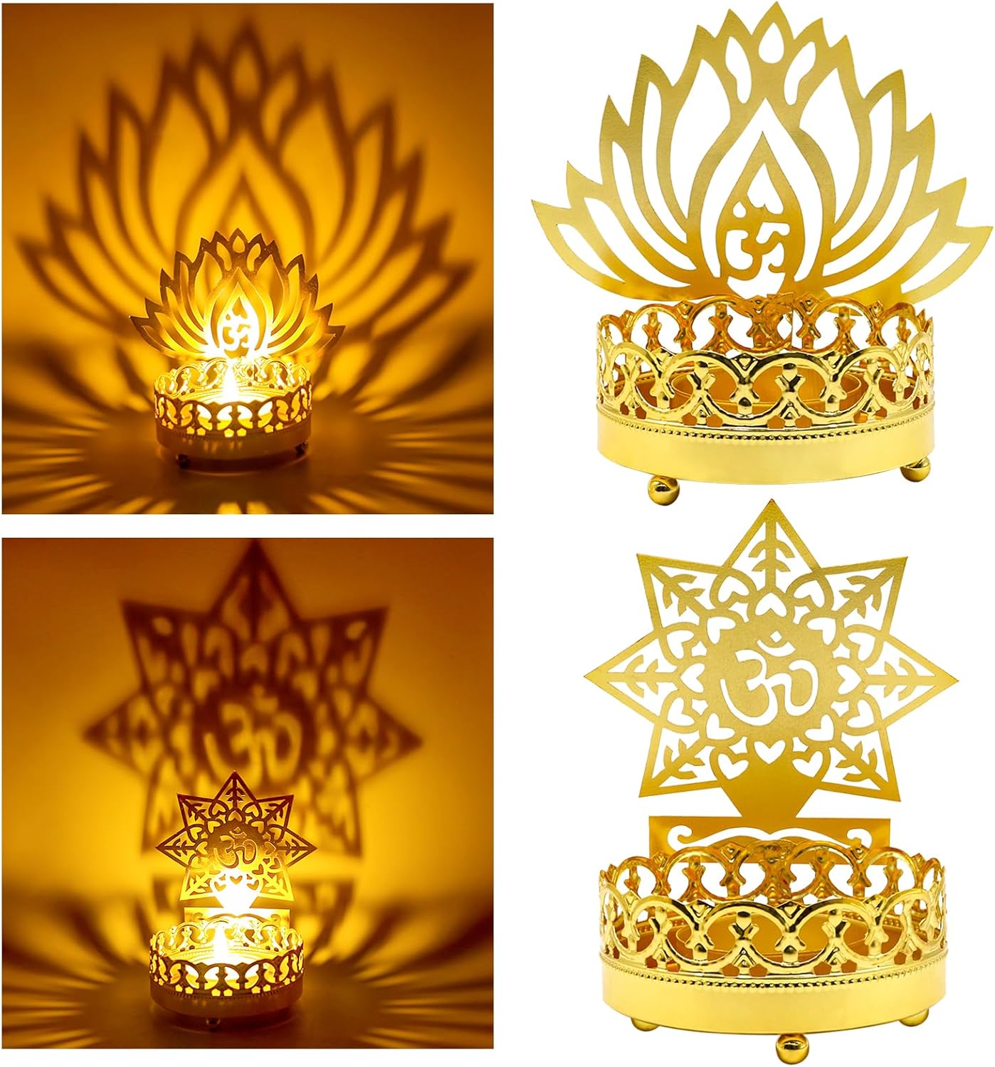 Metal-Script Diwali Silhouette Candle Holder: Tea Light Holder—Perfect for Birthdays, Weddings, and Housewarming Celebrations; Ideal for Offerings to Hindu Deities, Home, Office, and Temple Altar Decor