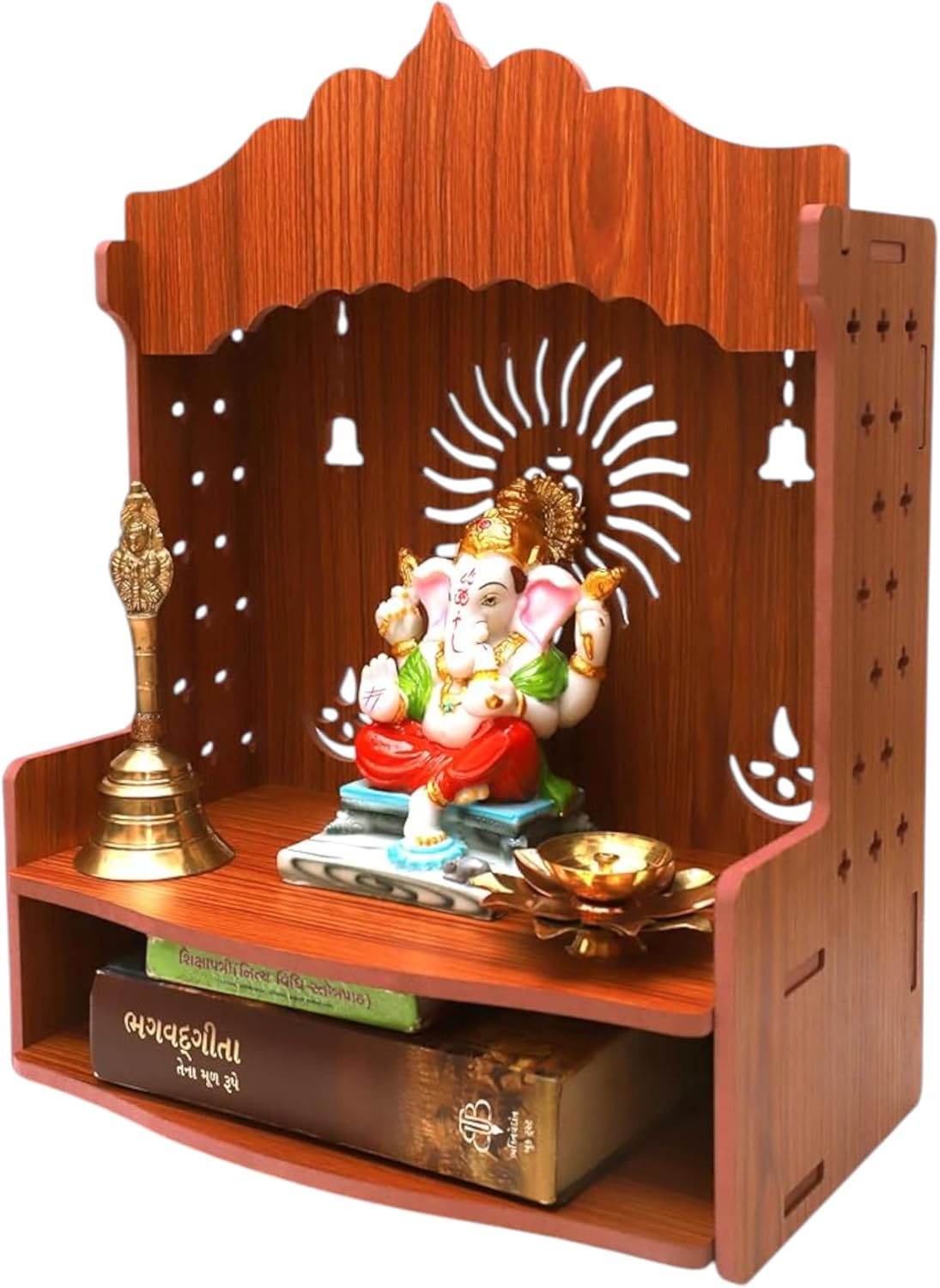 Aesthetic Wooden Shrine — Suitable for Home & Office; Wall-Mounted Shelf/Altar (8mm Board Thickness) — Gradient Wood Grain Finish (Style 1) - Image 2