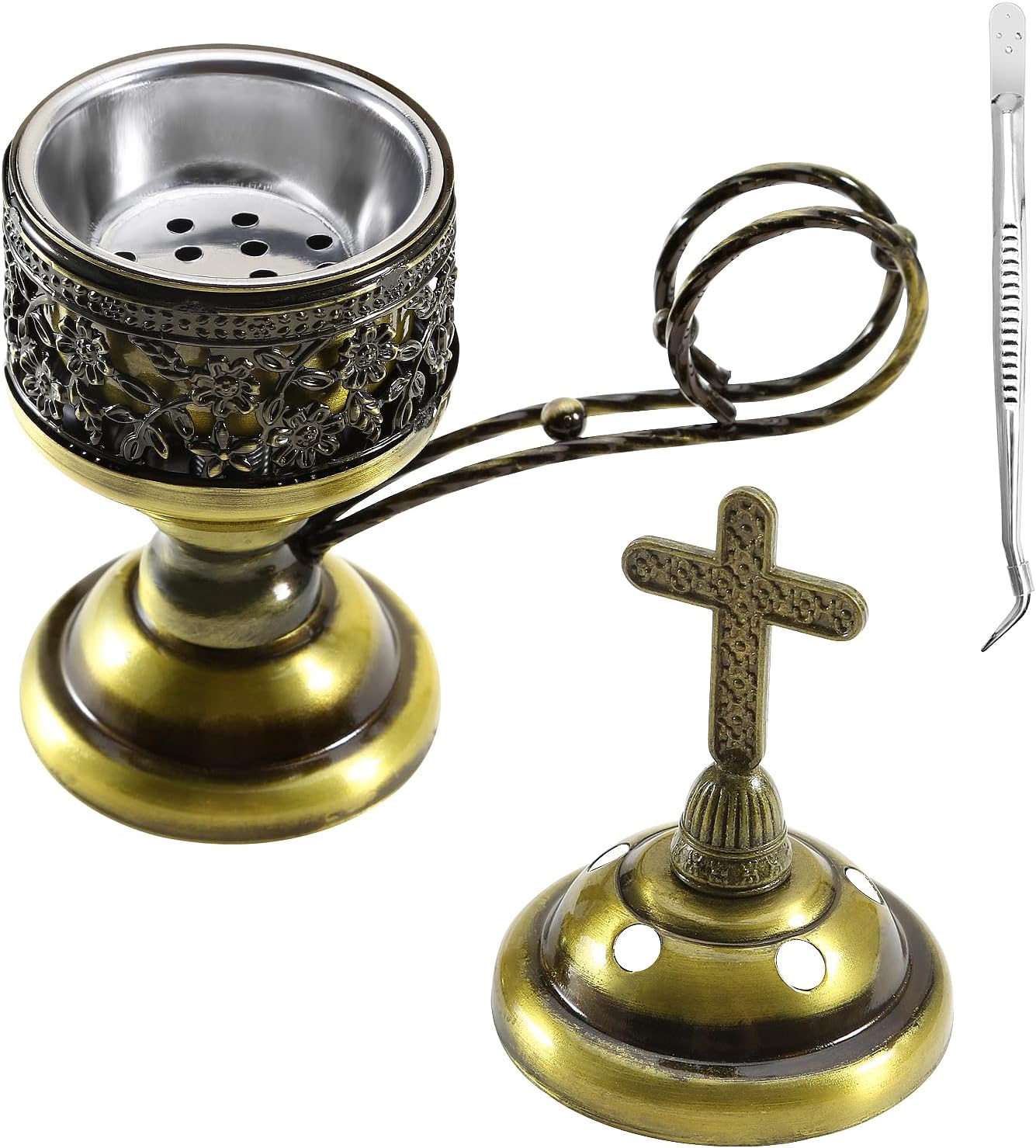 Aromatherapy Burner: Frankincense/Agarwood Charcoal Holder—Ideal for Aromatherapy, Yoga, Spa Settings, Home Decor, and Christian Church Rituals (Bronze Finish)