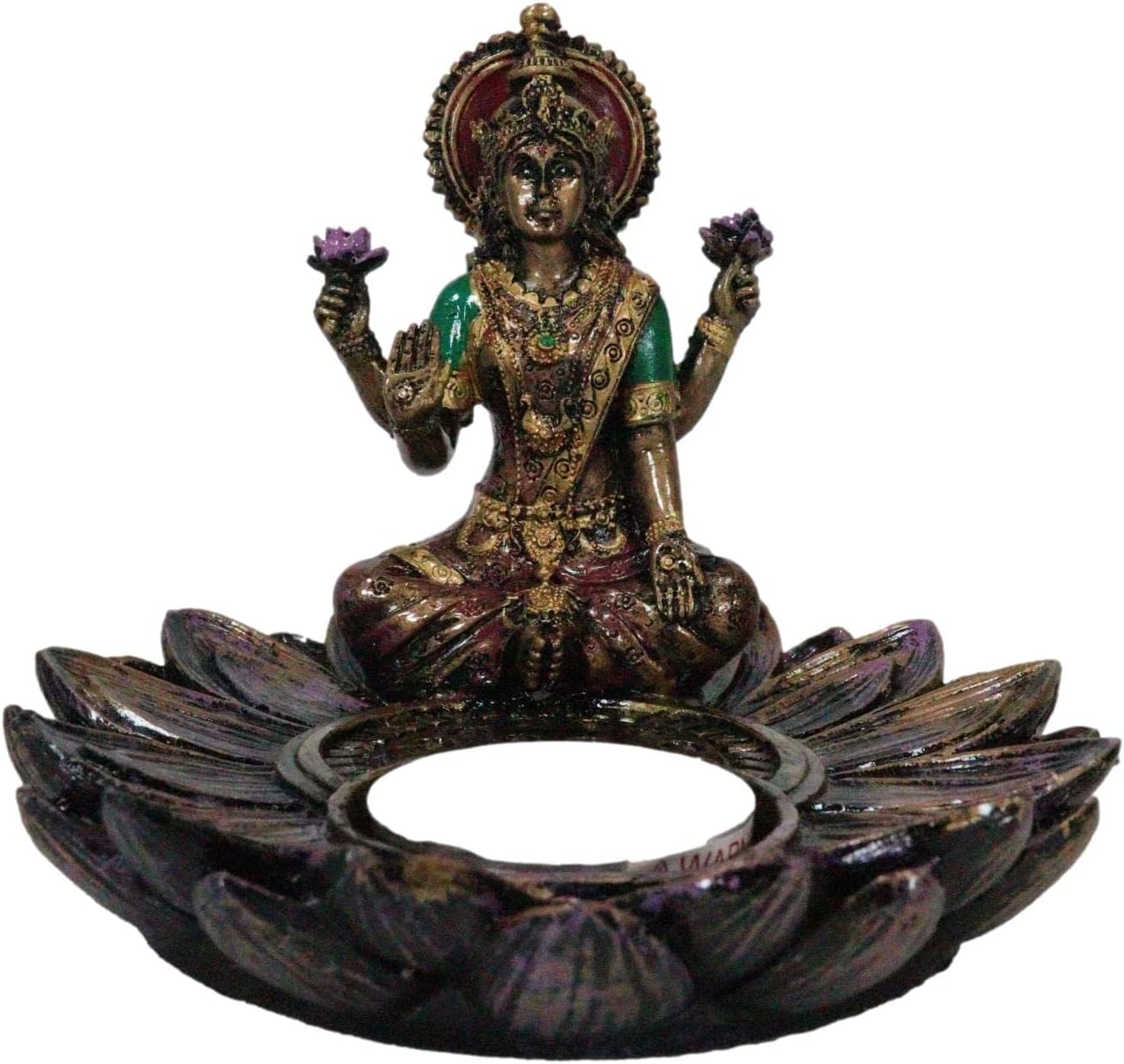 Hindu Deity Series: Lakshmi (Goddess of Wealth & Prosperity) — Lotus-Base Candle Holder Ornament — Ideal for Shrine & Altar Worship - Image 2