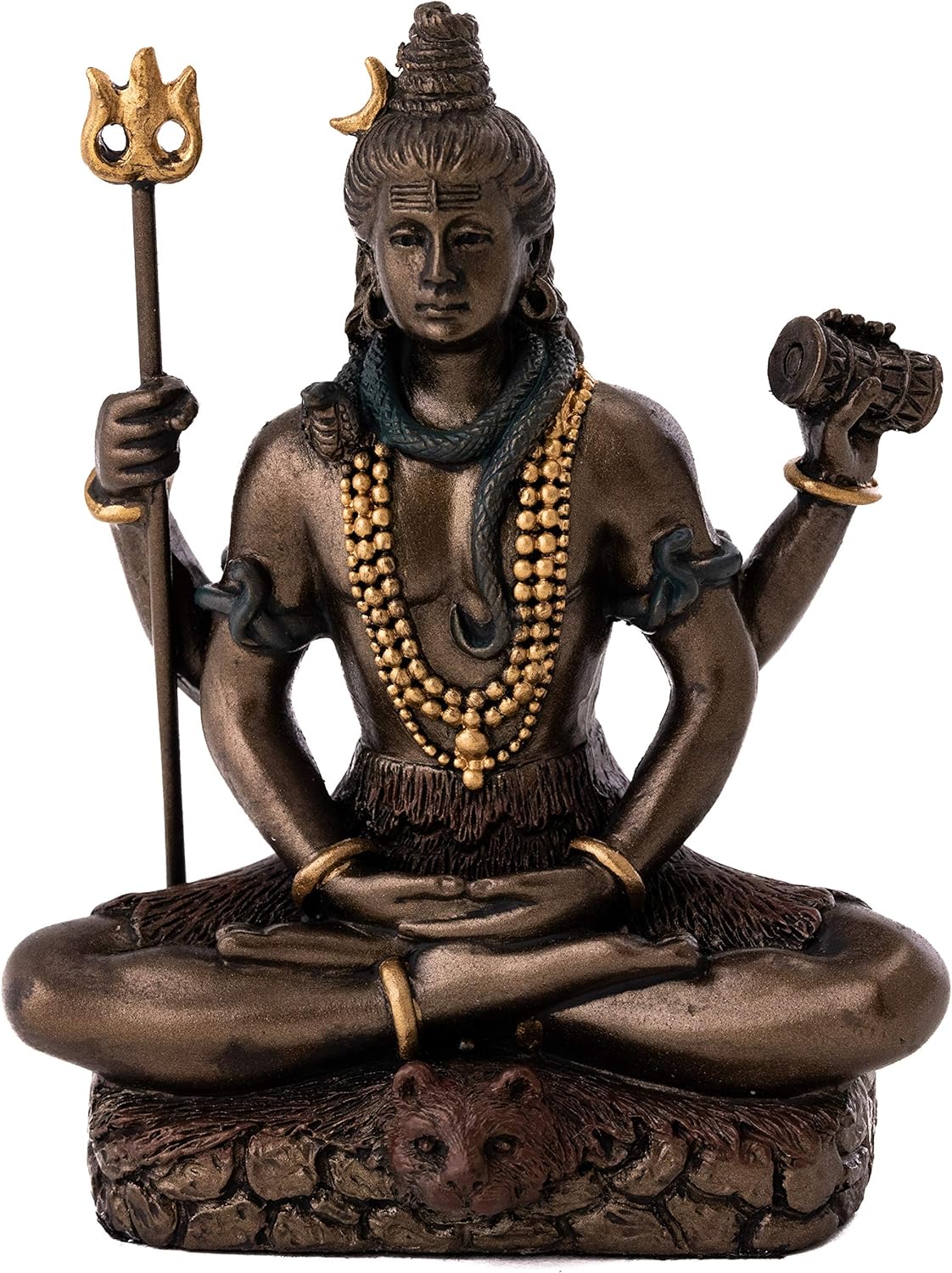 Mini Shiva Deity Statue — Seated in Lotus Pose; Sculpture of the Hindu God and "Destroyer of Evil," Crafted from Premium Cold-Cast Bronze — 3.2-Inch Collectible Ornament (Small Shiva)
